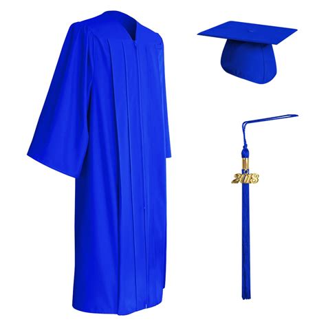 Matte Royal Blue Graduation Cap Gown And Tassel Sethigh School