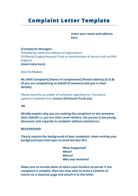 Complaint Letter Template Uk In Word And Pdf Formats