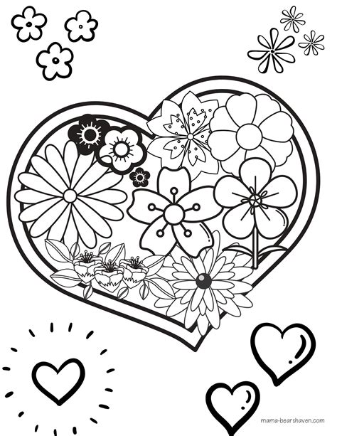 Famous Coloring Pages Of Hearts And Flowers Ideas