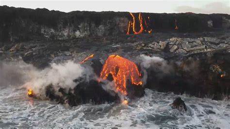 Video Lava Falls Continue At Kamokuna Ocean Entry