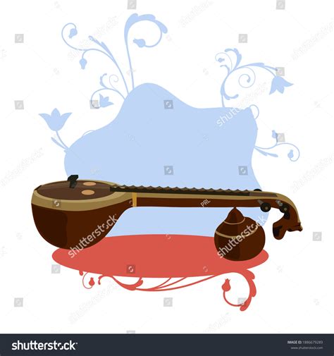 Ancient Veena Musical Instrument Used Carnatic Stock Vector Royalty