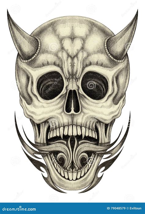Art Skull Devil Tattoo Stock Illustration Illustration Of Inspiration