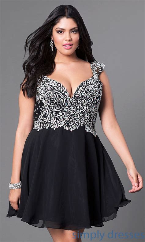 Plus Size Short Prom Dress With Beaded Bodice Plus Size Party Dresses