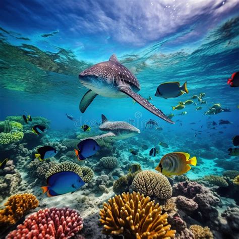 Exotic Marine Life Near Maldives Island Made With Generative Ai