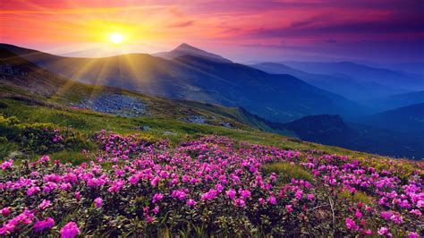 Beautiful Colorful Sunrise Mountain Sunset Mountain Landscape