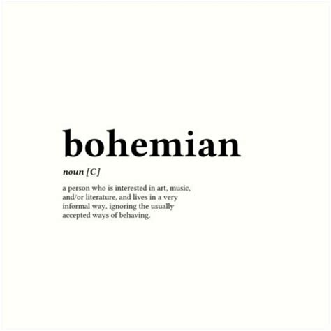Bohemian Word Definition Left Black Text Art Print By Word