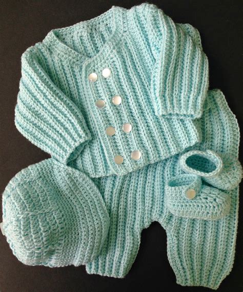 Baby Boy Coming Homebaptism Outfit Crochet Pattern Etsy