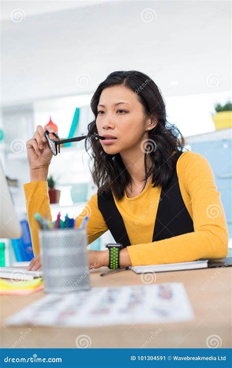 Female Executive Working At Desk In Office Stock Image Image Of