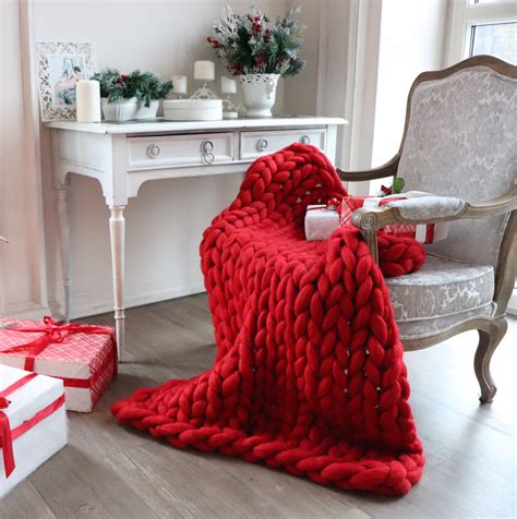 Knot Blanket Knot Throw Red Throw Blanket Red Wool Blanket Etsy
