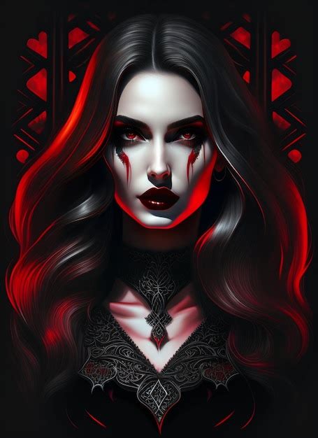 Premium Photo A Digital Painting Of A Vampire Woman With Blood On Her