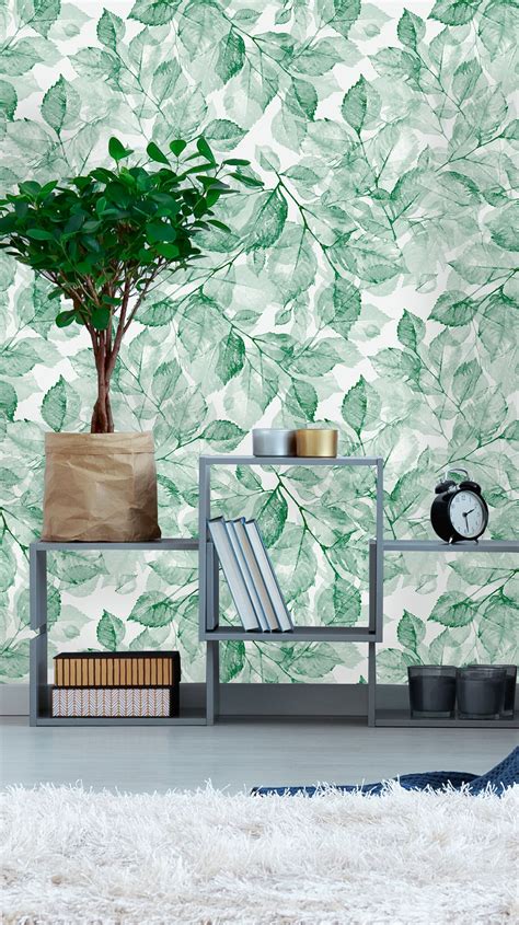 Removable Wallpaper Self Adhesive Wallpaper Green Watercolor Etsy