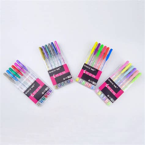6 Pcs Gel Ink Pens For School Fluorescence 4 Different Color Serieses