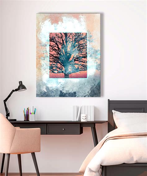 Nature Wall Art Single Tree In Rectangle Wood Frame Ready To Hang