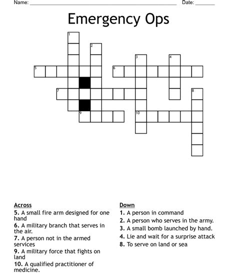 Emergency Ops Crossword Wordmint