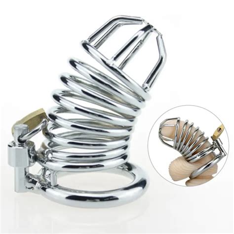 Stainless Steel Male Chastity Device Gay Bird Cage Lock Cock Sex