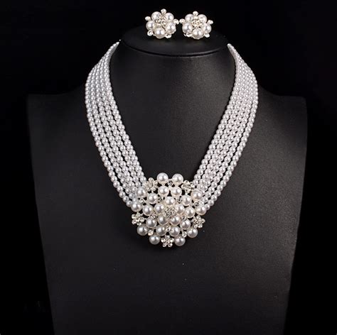 wedding bridal imitation pearl jewelry set for women wedding party beautiful jewelry js29962231