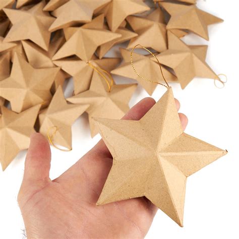 Bulk Dimensional Paper Mache Star Ornaments Paper Mache Basic Craft