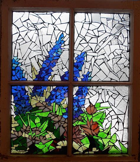 Mosaic Stained Glass Delphiniums In The Window Glass Art By Catherine