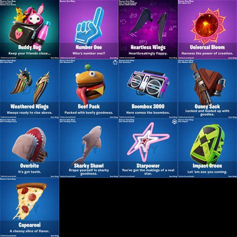 All The Skins Backblings Emotes And Wraps Added In Fortnite Update 13