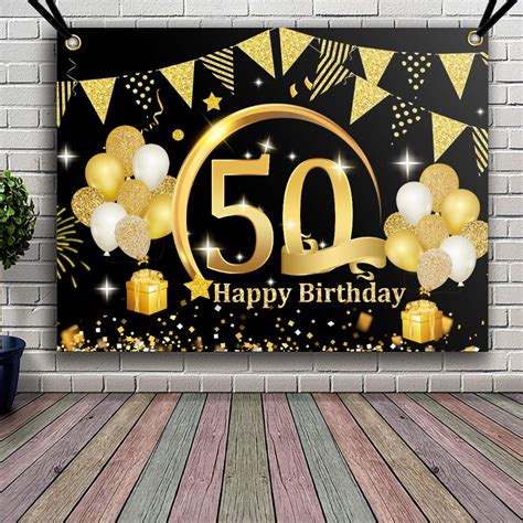 Buy Aperil 50th Birthday Party Decoration Black Gold Extra Large Happy