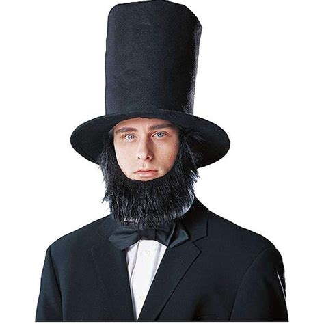 Abraham Lincoln Mens Costume Hat With Beard Black