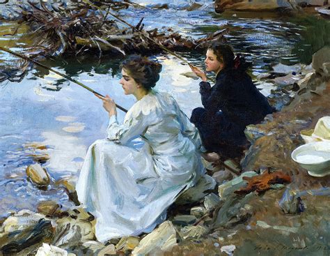 Two Girls Fishing 1912 Painting By John Singer Sargent Pixels