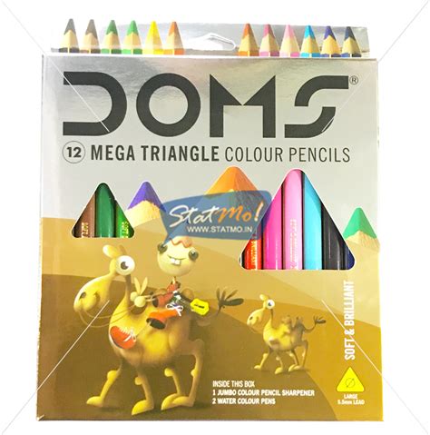 Doms Mega Triangle Colour Pencils 12 Shades The Largest