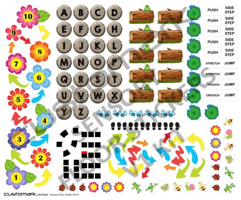 Sensory Pathway Floor Sticker Kit Flower Garden