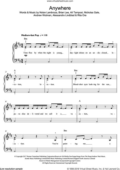 Download and print free pdf sheet music for all instruments, composers, periods and forms from the largest source of this page hosts our collection of over 100,000 classical sheet music pdf files, all for free and in the public domain. Ora - Anywhere sheet music for piano solo (beginners) PDF