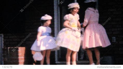 Three Sisters In Pretty Easter Dresses 1964 Vintage 8mm Film Stock