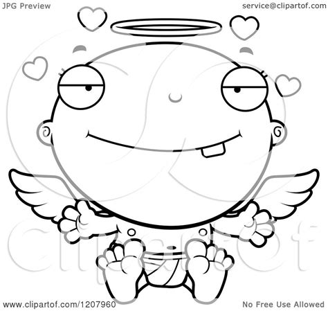 Cartoon Of A Black And White Loving Baby Infant Angel