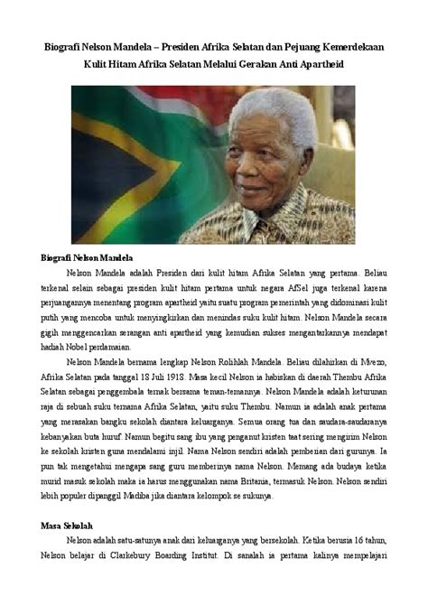 Doc Biografi Nelson Mandela Presiden Afrika Selatan Dan Pejuang