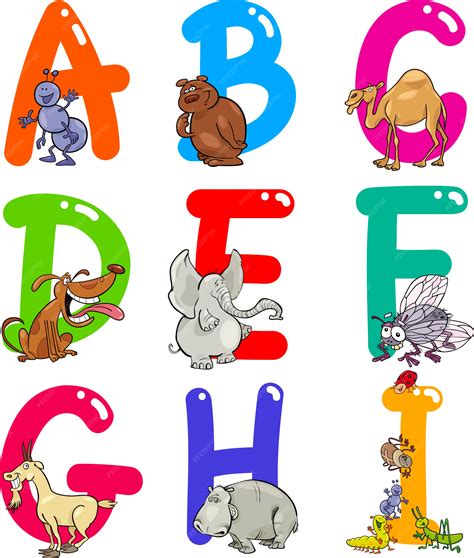 Premium Vector Cartoon Alphabet With Animals