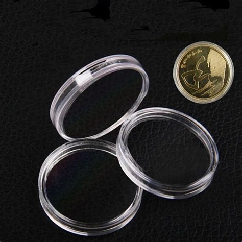 10pcs 25mm Clear Round Boxed Lighthouse Coin Holder Plastic Capsules