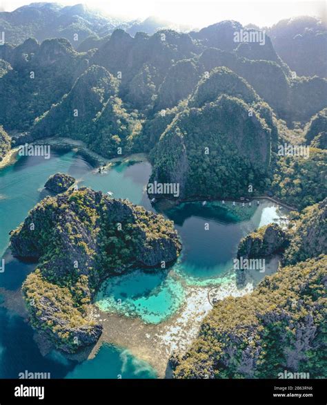Aerial View Of Barracuda Lake In Coron Palawan Philippines Stock