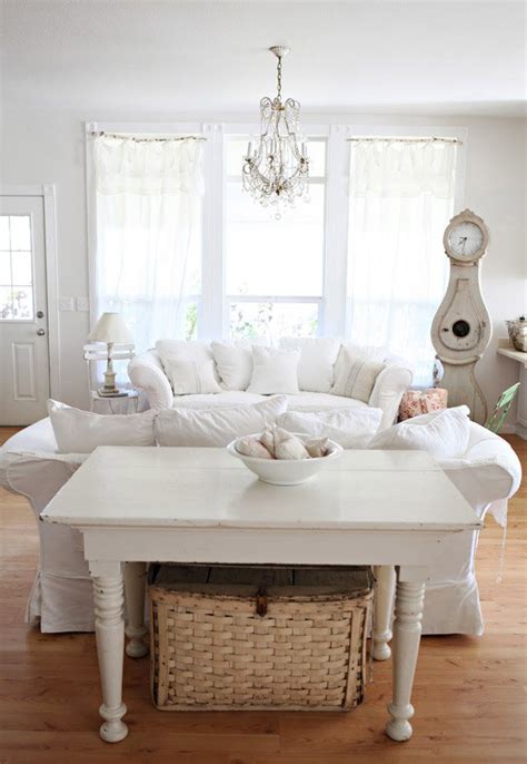 Distressed Yet Pretty White Shabby Chic Living Rooms Home Design Lover
