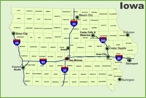Iowa Ia Road And Highway Map Free And Printable