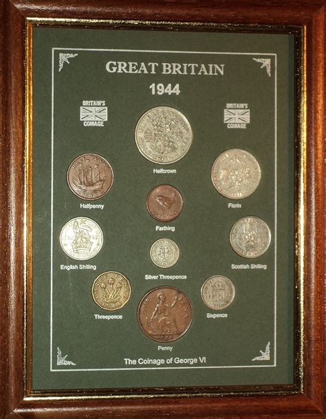 Historictsets Framed 1944 Gb Great Britain British Coin Birth Year