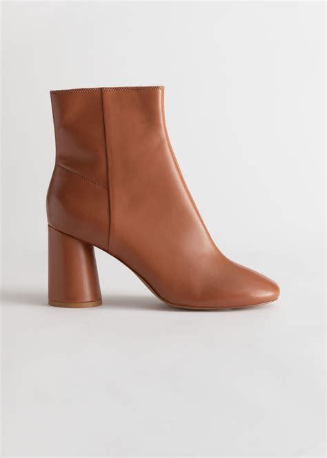 and other stories almond toe leather ankle boots