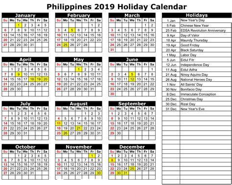 Philippine Calendar 2021 With Holidays Printable Free Letter Templates