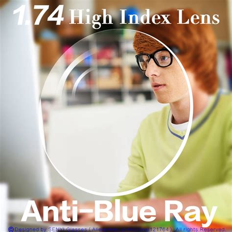 anti blue ray lens 1 74 high index aspherical myopia hyperopia presbyopia prescription optical
