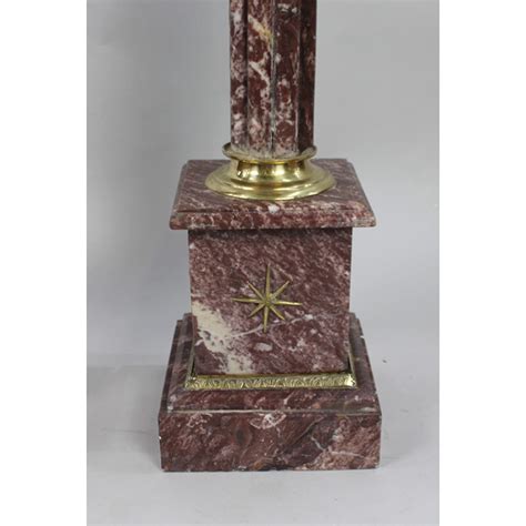 Pair Of Ornate Rouge Marble Column Pedestals