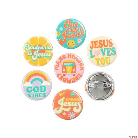 Bulk 48 Pc Religious Groovy Mini Buttons Oriental Trading