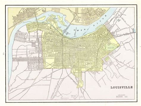 1896 Antique Louisville City Map Of Louisville Kentucky Street Etsy Louisville City