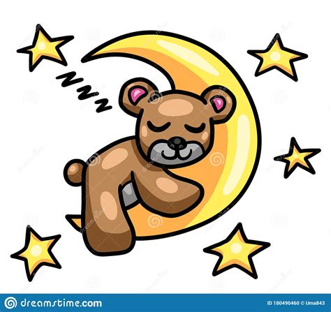 Sleeping Boy With Teddy Bear Vector Illustration