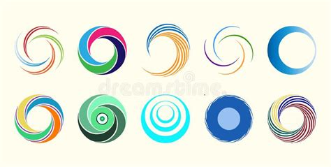 Set Of Abstract Swirl And Spiral Colorful Icons Logo Design Elements