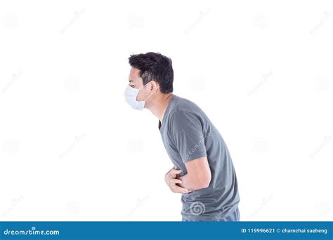 A Sick Man Wear Hygienic Mask Stock Image Image Of Gastritis