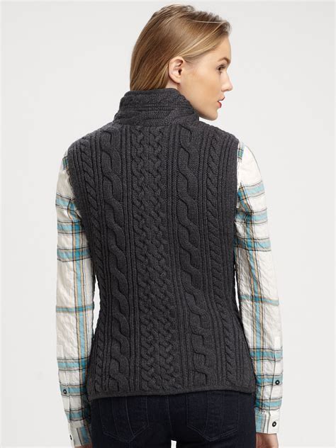 Lyst Burberry Brit Cable Knit Vest In Black