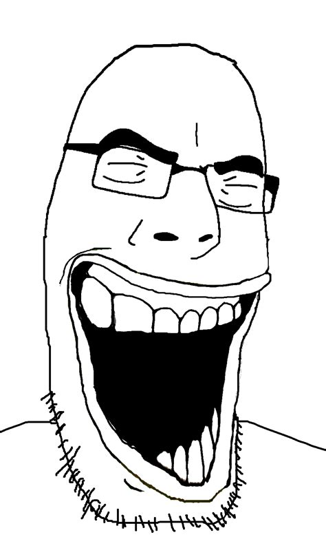 SoyBooru Post Closed Eyes Glasses Laughing Open Mouth Soyjak Stubble Variant Cobson