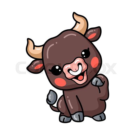 Cute Baby Bull Cartoon Posing Stock Vector Colourbox